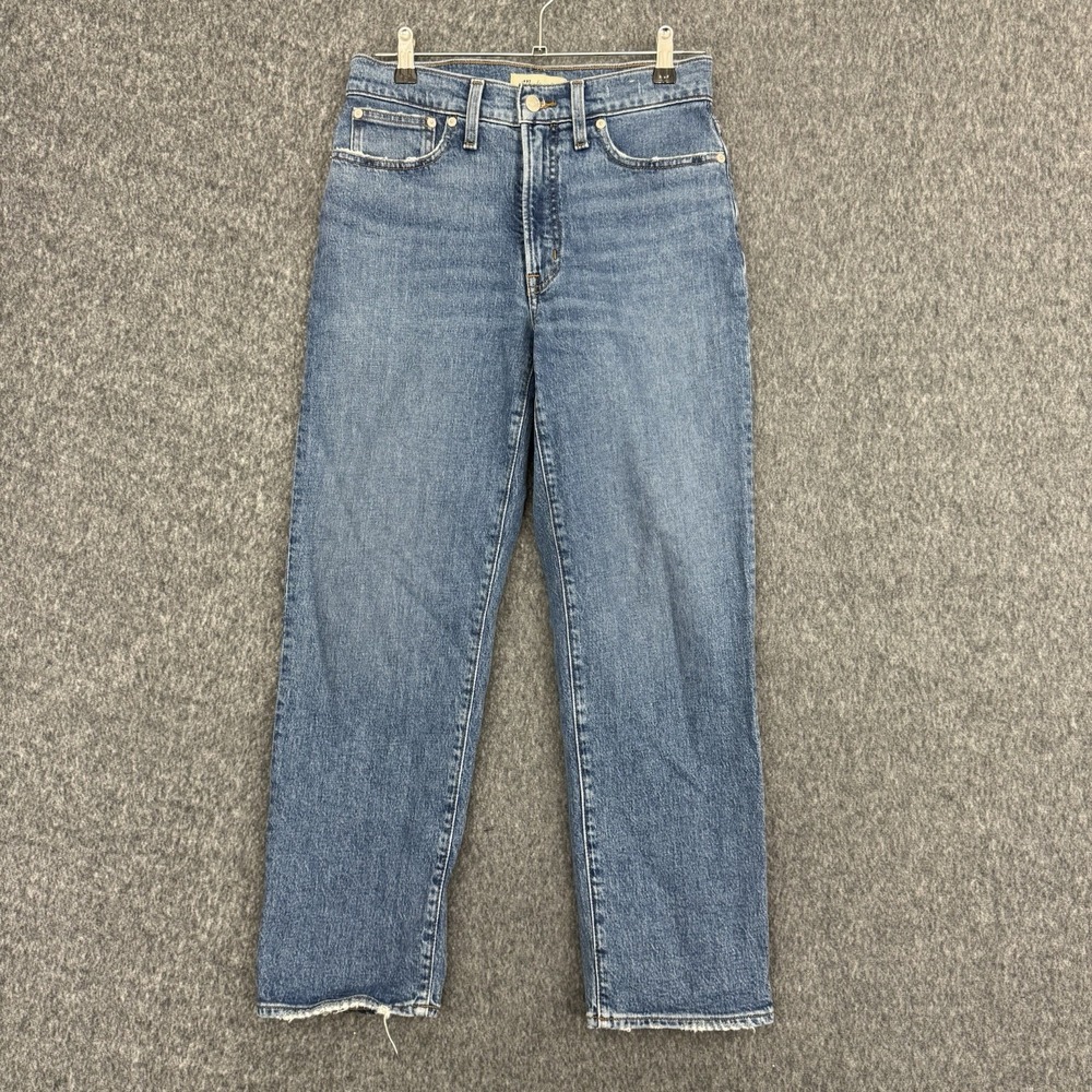 Madewell Perfect Vintage Straight Jeans Women's 27P Blue High Rise Raw Hem